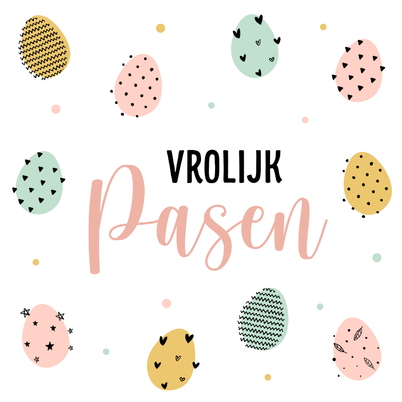 Paaskaarten - Paaskaart met kleurrijke eitjes