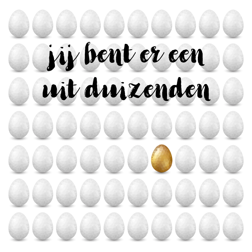 Paaskaart met verzameling witte eieren en 1 gouden ei - Paaskaarten Paaskaarten - Paaskaart met verzameling witte eieren en 1 gouden ei