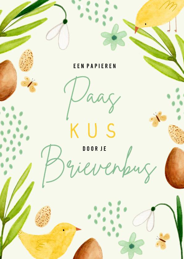 Paaskaart papieren paaskus door de brievenbus kuikens ei - Paaskaarten Paaskaarten - Paaskaart papieren paaskus door de brievenbus kuikens ei