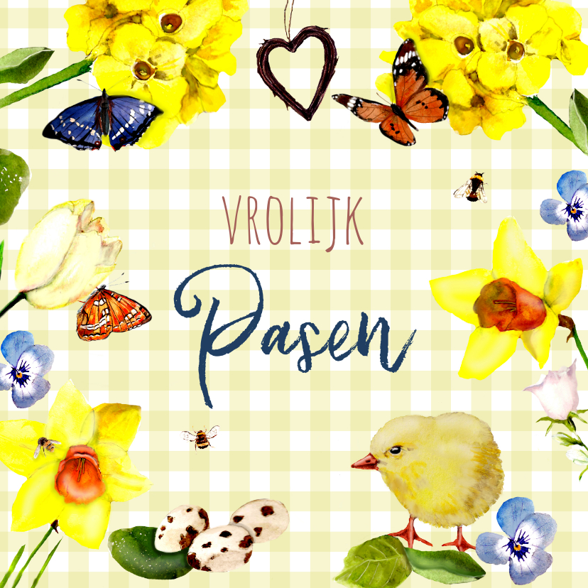 Paaskaarten - Paaskaart Vrolijk kuikentje