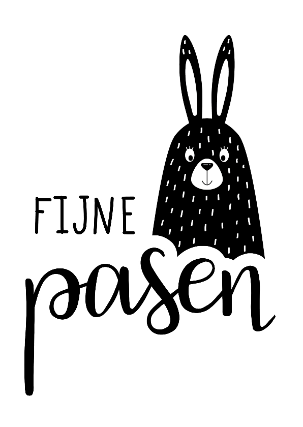 Paaskaarten - Paaskaart zwartwit Haasje