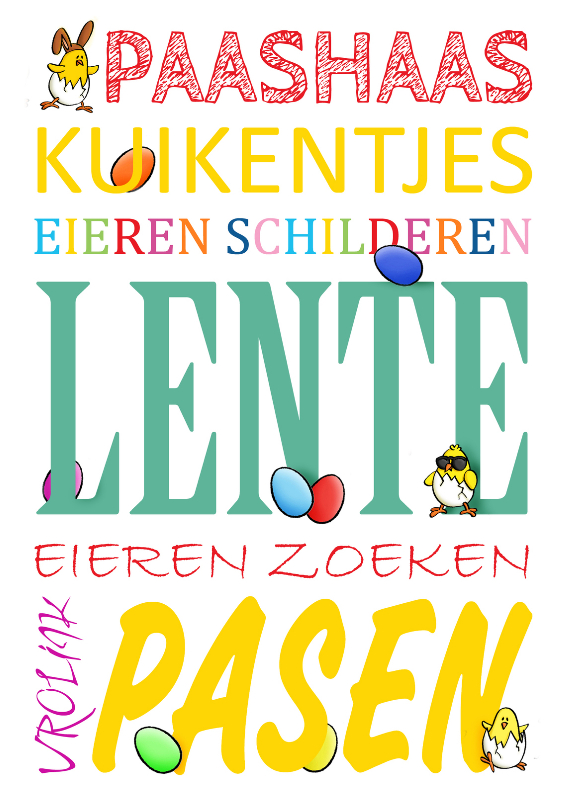 Pasen woordenkaart - Paaskaarten Paaskaarten - Pasen woordenkaart