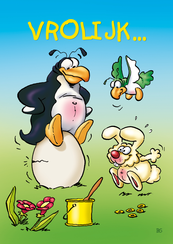 pinguin pasen 1 ei en kuikens - Paaskaarten Paaskaarten - pinguin pasen 1 ei en kuikens