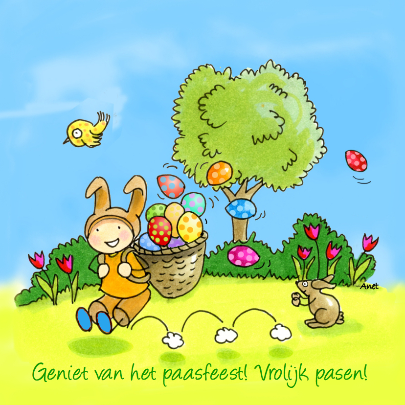 Paaskaarten - Springende paashaas 