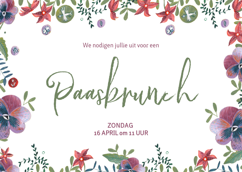 Paaskaarten - Uitnodiging voor een paasbrunch met Pasen