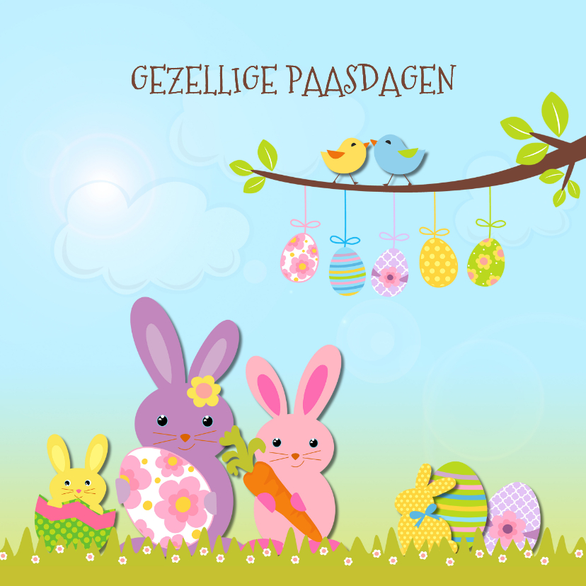 Vrolijk Pasen met paashaas - Paaskaarten Paaskaarten - Vrolijk Pasen met paashaas