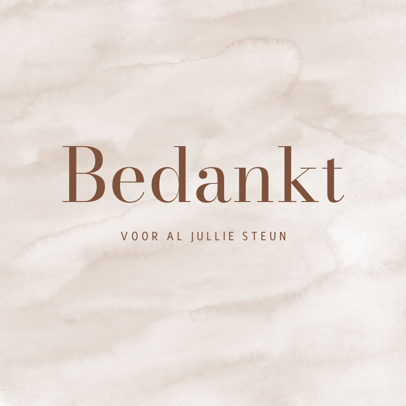 Bedankkaart met beige waterverfachtergrond minimalistisch - Rouwkaarten Rouwkaarten - Bedankkaart met beige waterverfachtergrond minimalistisch