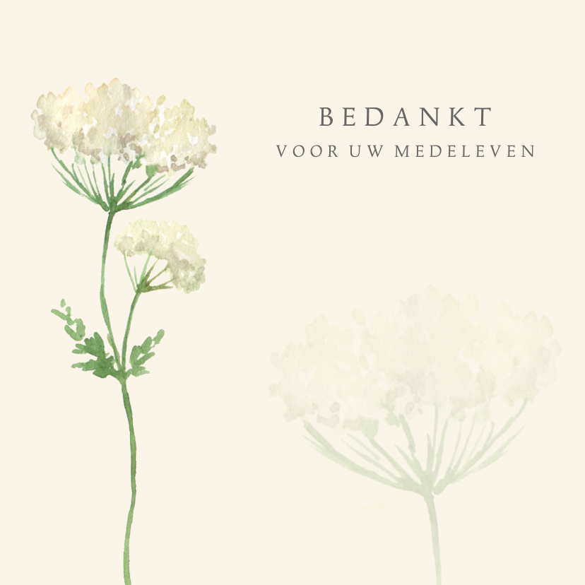 Rouwkaarten - Bedankkaart na overlijden beige bloem