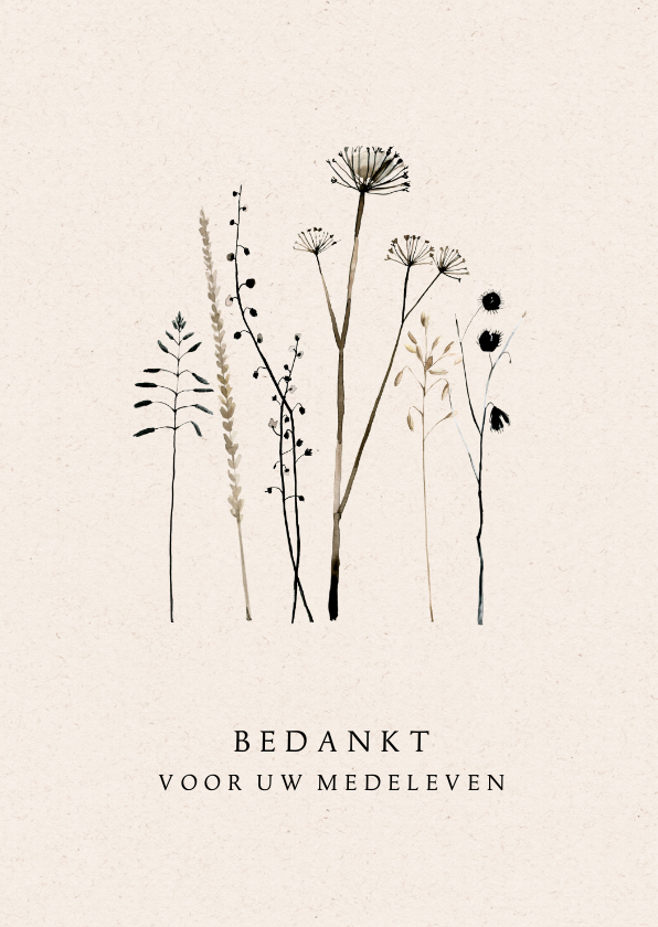 Rouwkaarten - Bedankkaart na overlijden droogbloemen