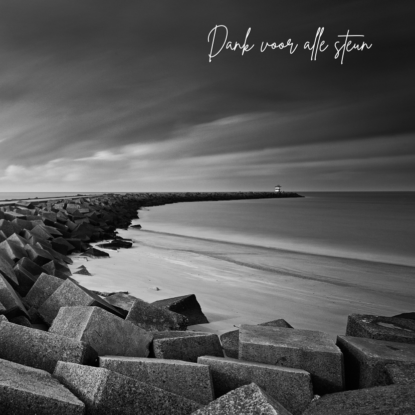 Bedankkaart na overlijden met foto van havenhoofd - Rouwkaarten Rouwkaarten - Bedankkaart na overlijden met foto van havenhoofd
