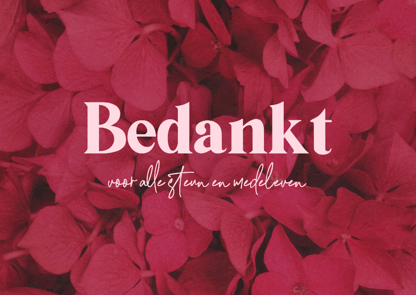 Rouwkaarten - Bedankkaart rouw kind tiener hortensia bloemen bedankt