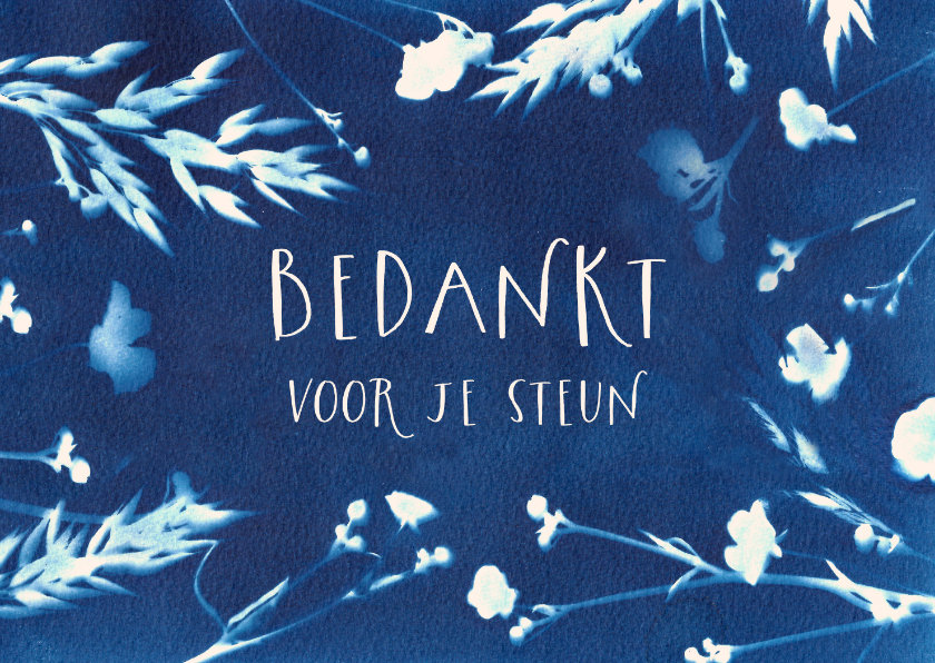 Rouwkaarten - Bedankkaart wilde bloemen blauw