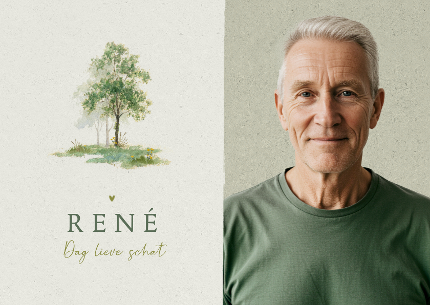Rouwkaarten - Bidprent rouw klassiek stijlvol bomen waterverf groen