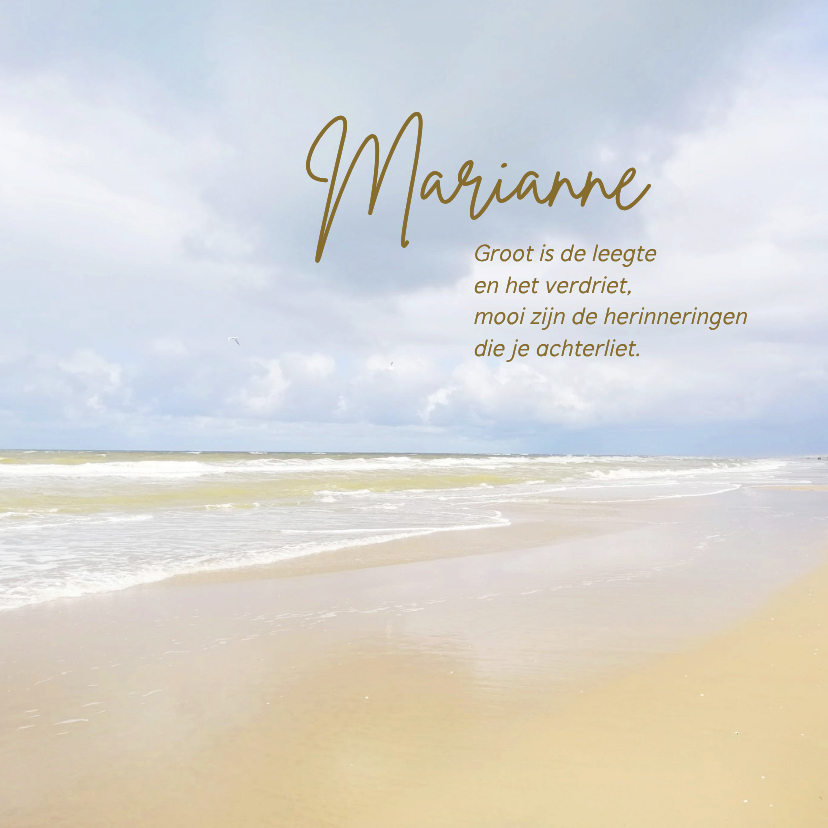 Rouwkaarten - Mooie rouw- of bedankkaart met strand, lucht en zee