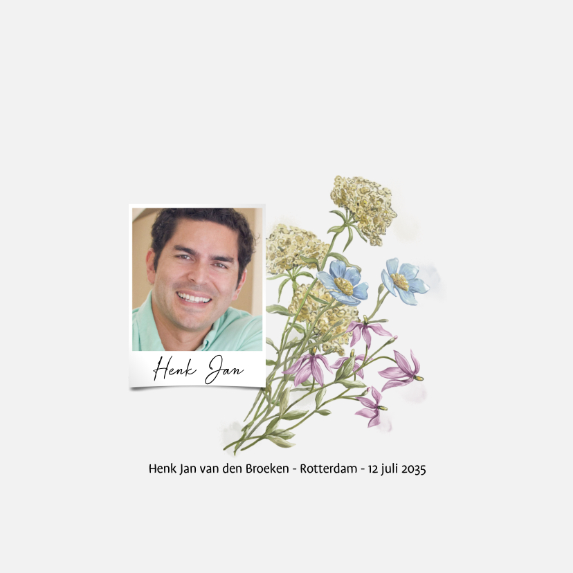 Mooie rouwkaart met wilde bloemen in aquarel - Rouwkaarten Rouwkaarten - Mooie rouwkaart met wilde bloemen in aquarel