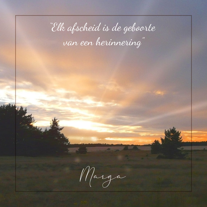 Mooie rouwkaart ondergaande zon met tekstvoorstel - Rouwkaarten Rouwkaarten - Mooie rouwkaart ondergaande zon met tekstvoorstel