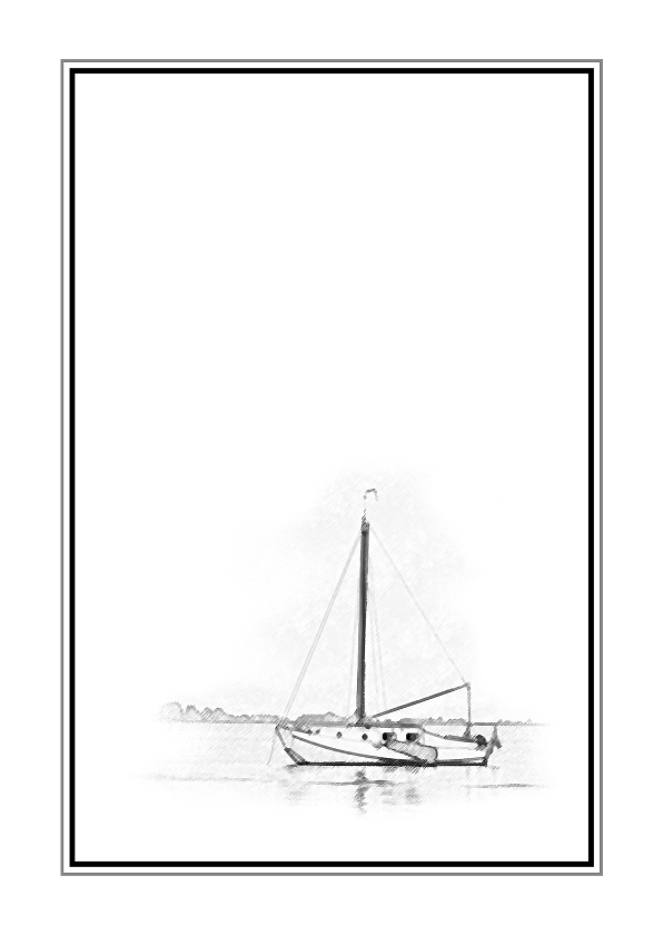 Rouw Bedankt - illustratie schip - Rouwkaarten Rouwkaarten - Rouw Bedankt - illustratie schip