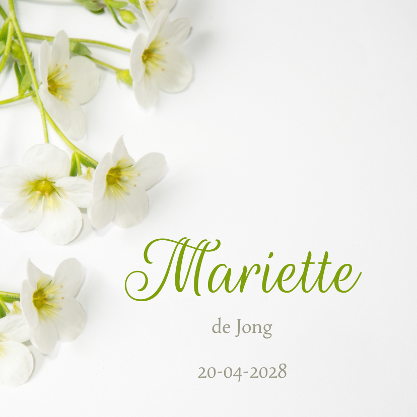 Rouwkaarten - Rouwkaart aankondiging bloemen