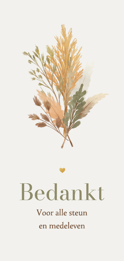 Rouwkaart bedankt droogbloemen natuurlijke takjes neutraal - Rouwkaarten Rouwkaarten - Rouwkaart bedankt droogbloemen natuurlijke takjes neutraal