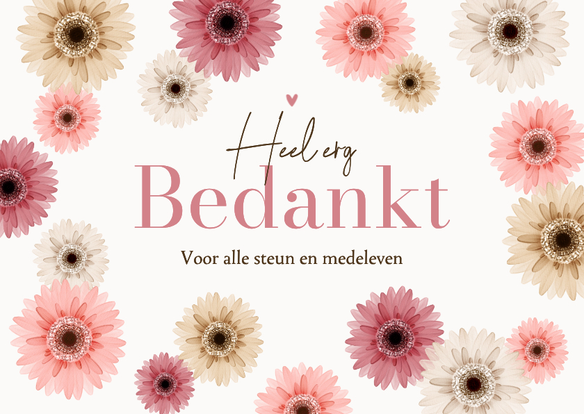 Rouwkaart bedankt gerbera bloemen kleurrijk stijlvol - Rouwkaarten Rouwkaarten - Rouwkaart bedankt gerbera bloemen kleurrijk stijlvol