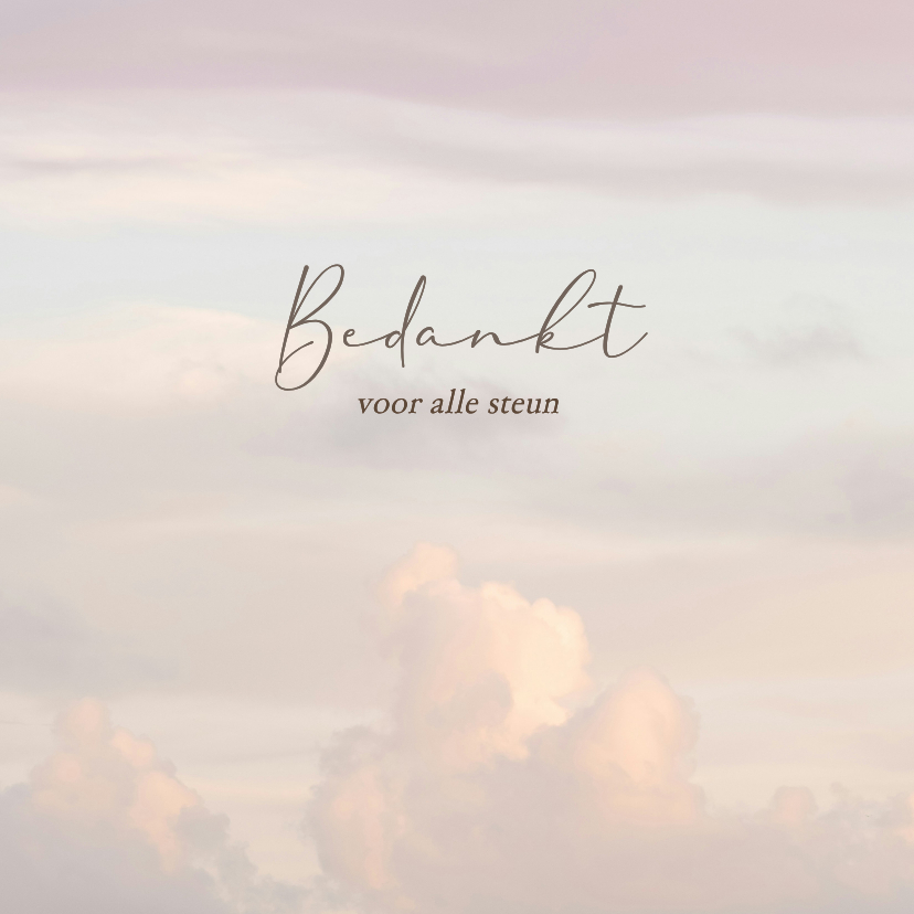 Rouwkaart bedankt met wolken klassiek - Rouwkaarten Rouwkaarten - Rouwkaart bedankt met wolken klassiek