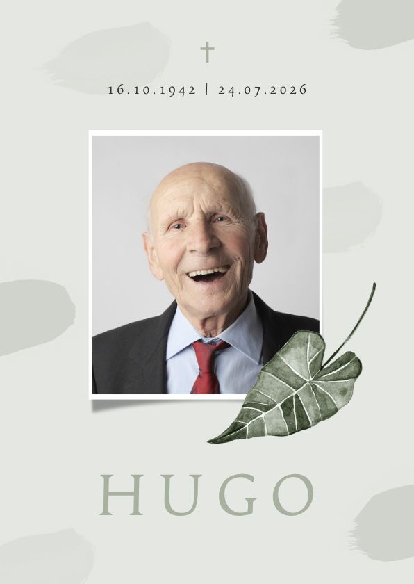 Rouwkaart bidprent foto bedankt natuur blad groen - Rouwkaarten Rouwkaarten - Rouwkaart bidprent foto bedankt natuur blad groen