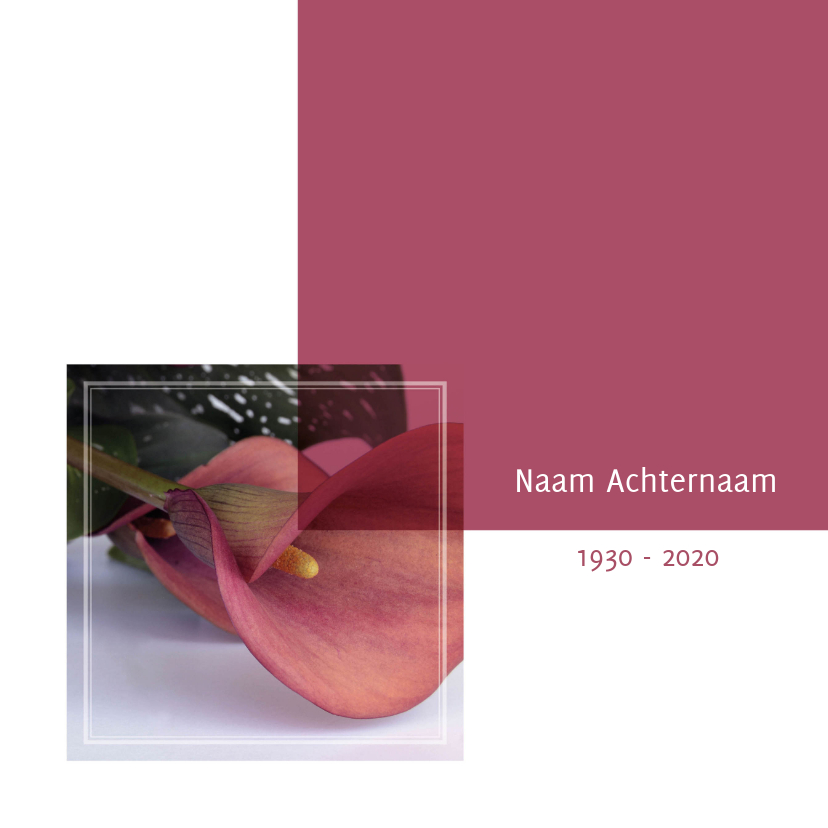 Rouwkaart foto rode anthurium - Rouwkaarten Rouwkaarten - Rouwkaart foto rode anthurium