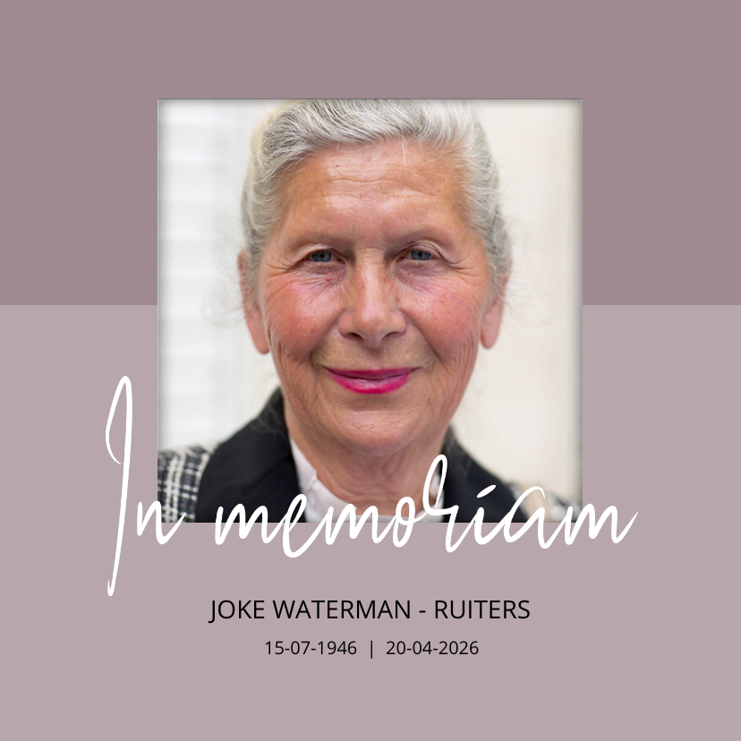 Rouwkaart In memoriam met foto - Rouwkaarten Rouwkaarten - Rouwkaart In memoriam met foto