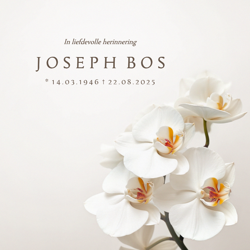 Rouwkaarten - Rouwkaart klassiek neutraal orchidee beige zand