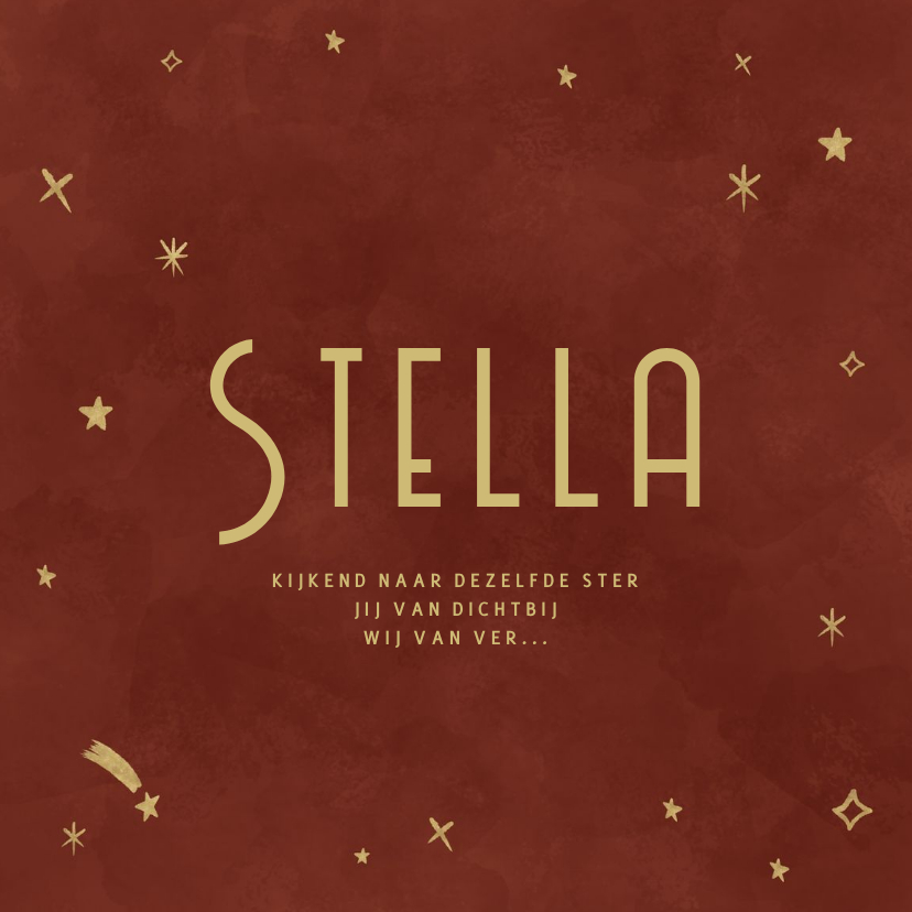 Rouwkaart meisje met roestkleur en sterretjes - Rouwkaarten Rouwkaarten - Rouwkaart meisje met roestkleur en sterretjes