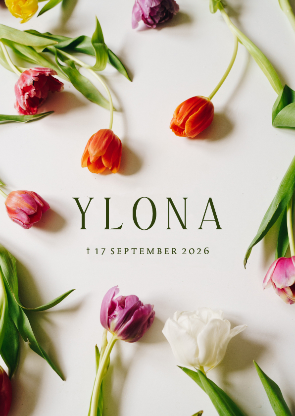 Rouwkaarten - Rouwkaart met kleurrijke bloemen tulpen