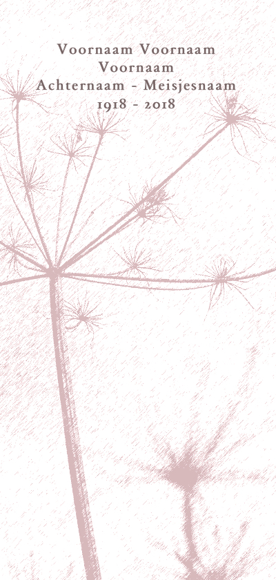 Rouwkaart met oud roze bloem silhouet - Rouwkaarten Rouwkaarten - Rouwkaart met oud roze bloem silhouet