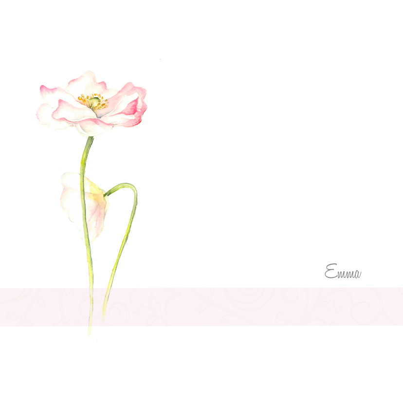 Rouwkaarten - Rouwkaart roze klaproos