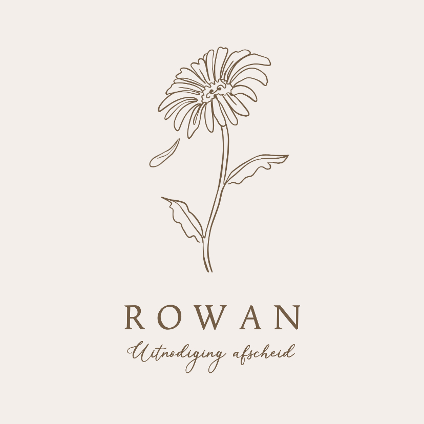 Rouwkaarten - Rouwkaart stijlvol gerbera bloem line art afscheid man vrouw