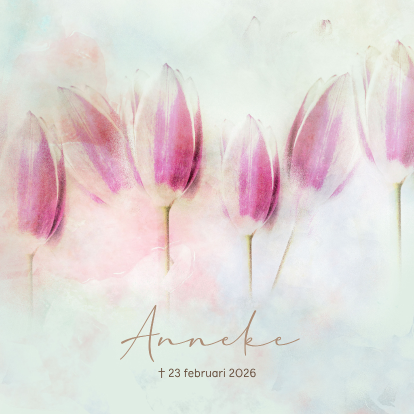 Rouwkaarten - Rouwkaart tulpen zacht pastel