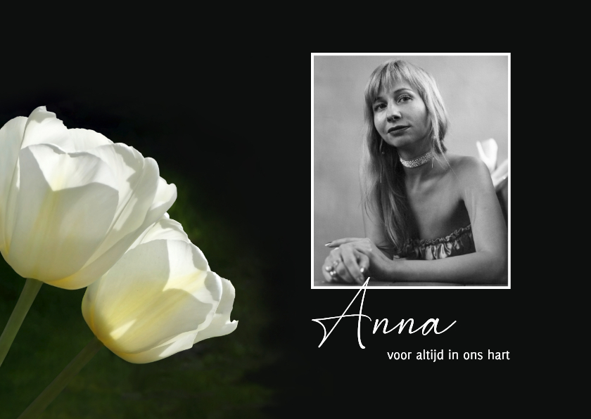 Rouwkaarten - Rouwkaart twee witte tulpen