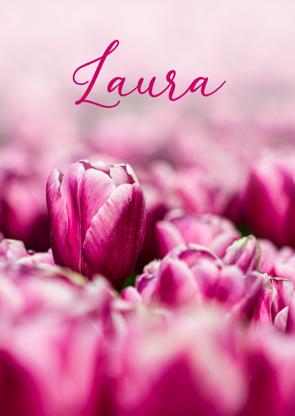 Rouwkaarten - Rouwkaart vrouw met roze tulpen 