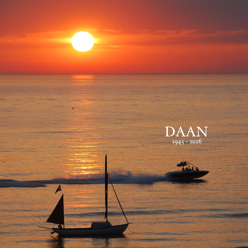 Rouwkaart Zonsondergang boten - Rouwkaarten Rouwkaarten - Rouwkaart Zonsondergang boten