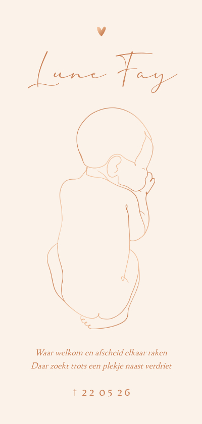 Rouwkaarten - Rouwkaartje aanpasbaar lijntekening van baby