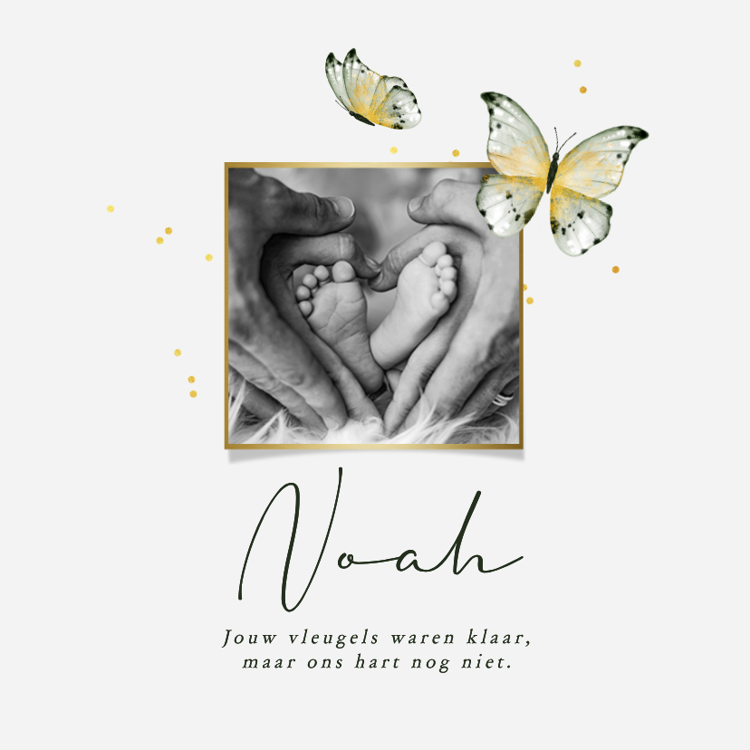 Rouwkaartje baby afscheid vlinders illustratie - Rouwkaarten Rouwkaarten - Rouwkaartje baby afscheid vlinders illustratie