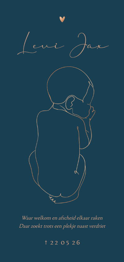 Rouwkaarten - Rouwkaartje lijntekening van baby aanpasbaar