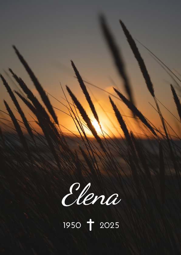 Stijlvolle rouwkaart met een warme zonsondergang aan zee - Rouwkaarten Rouwkaarten - Stijlvolle rouwkaart met een warme zonsondergang aan zee