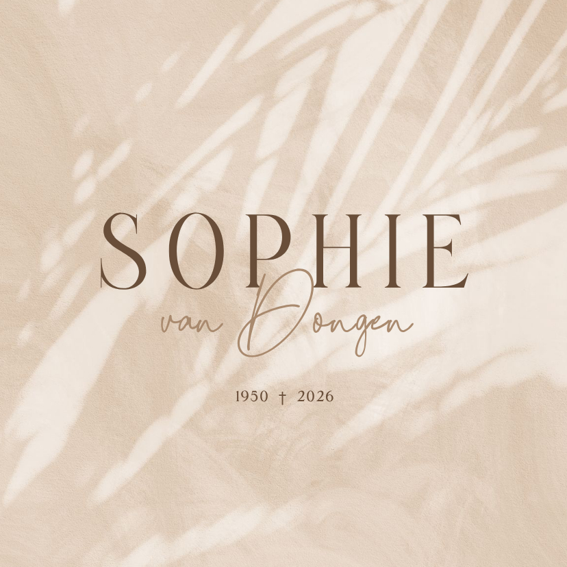 Rouwkaarten - Stijlvolle rouwkaart met schaduw van blad