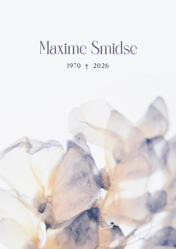 Rouwkaarten - Subtiele rouwkaart met droogbloemen