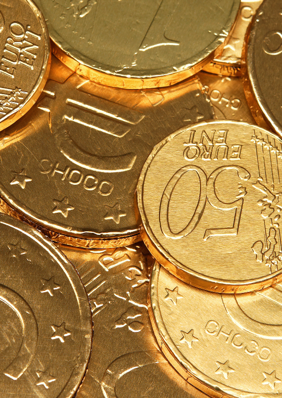 Chocolade euro munten Sint - OT - Sinterklaaskaarten Sinterklaaskaarten - Chocolade euro munten Sint - OT