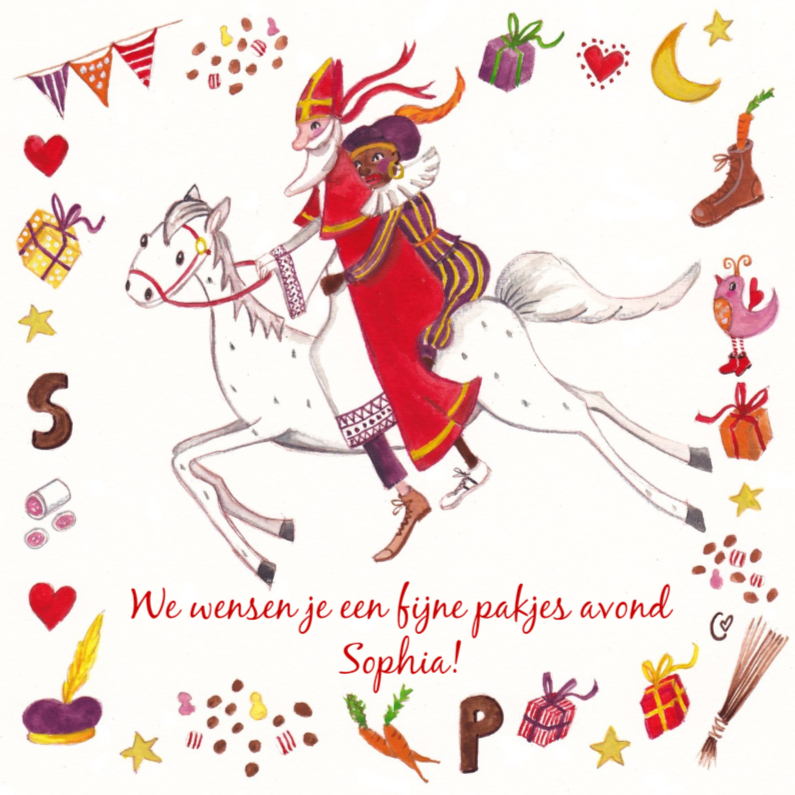 Sint en Piet en Amerigo Cartita Design - Sinterklaaskaarten Sinterklaaskaarten - Sint en Piet en Amerigo Cartita Design