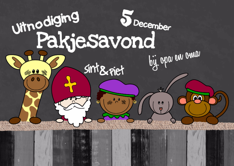 Sint krijtbord dieren - Sinterklaaskaarten Sinterklaaskaarten - Sint krijtbord dieren