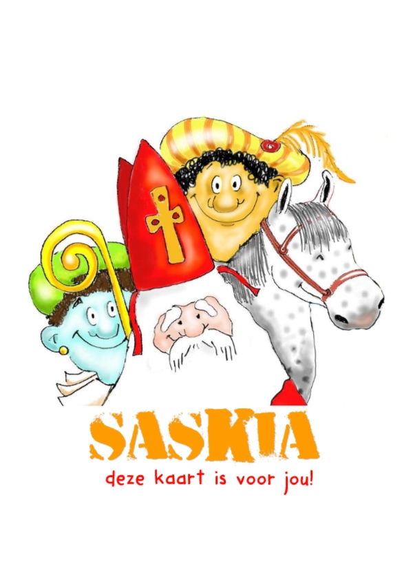 Sinterklaaskaarten - Sint met gekleurde Piet