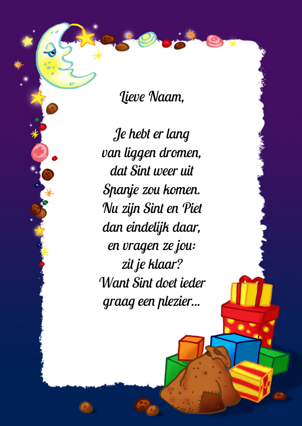 Sinterklaaskaarten - Sinterklaas gedichtpapier pakjesavond