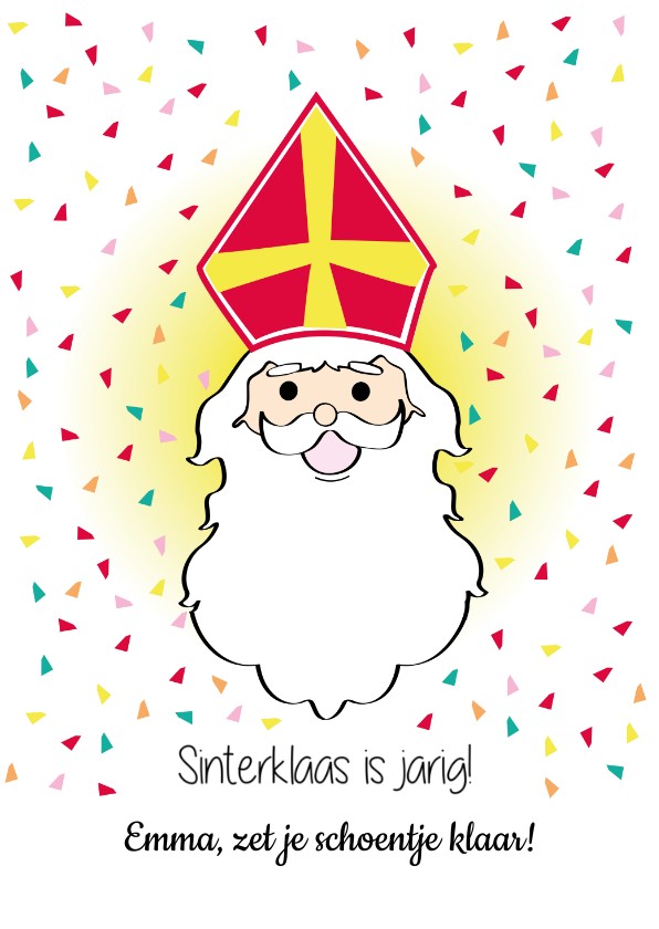 Sinterklaas is jarig, vrolijke feest kaart - Sinterklaaskaarten Sinterklaaskaarten - Sinterklaas is jarig, vrolijke feest kaart